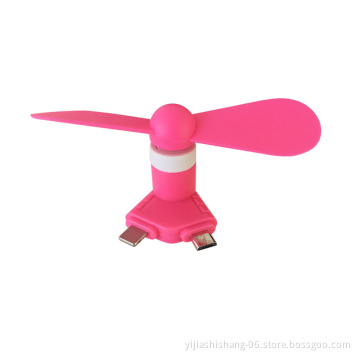 Yijiashishang 2 in 1 mini usb fan smartphone colorful mobile phone fan best promotional gift
